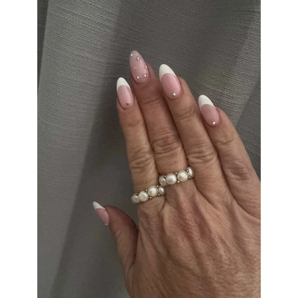 Elegant Pearl Ring Silver‎ Tone Stackable Beaded Statement Ring Stretch size